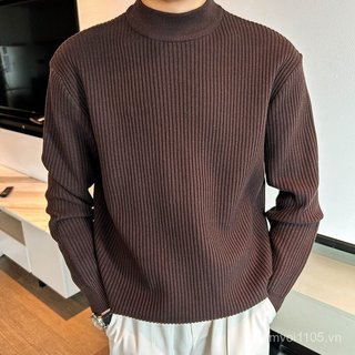 Áo len nửa cổ rùa thời trang nam, dệt kim xù