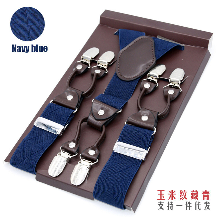 Suspenders đóng hộp loại sáu kẹp, dây rộng, phù hợp với quần dày