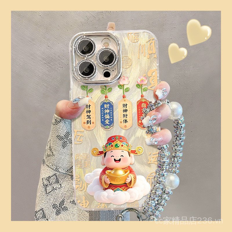Vòng Tay Thần Tài Thích Hợp Cho 17 Vỏ Điện Thoại Năm Mới iphone15promax Giá Đỡ 16 Vỏ Bảo Vệ