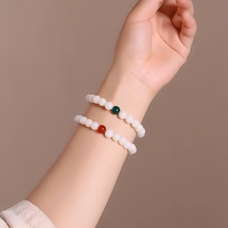 Vòng tay hình tròn trơn tươi mát đơn giản phong cách Trung Quốc