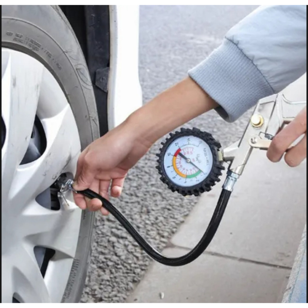 【24h】Đầu Vòi Bơm Ô Tô Xe Máy Đa Năng Có Đồng Hồ Đo Áp Suất Lốp, Chống Rò Rỉ, Kẹp Chắc Chắn