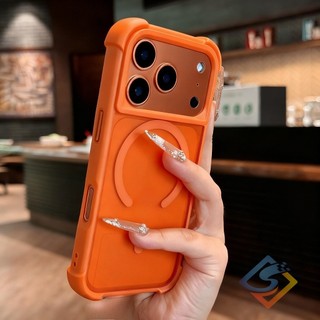 Ốp điện thoại từ tính chống rơi bốn góc màu cam vũ trụ mới cho IPhone 17 Pro Max 11 12 13 14 15 16 Pro Max 14 / 15 / 16 Plus Vỏ mờ bảo vệ chống sốc Ốp lưng cứng