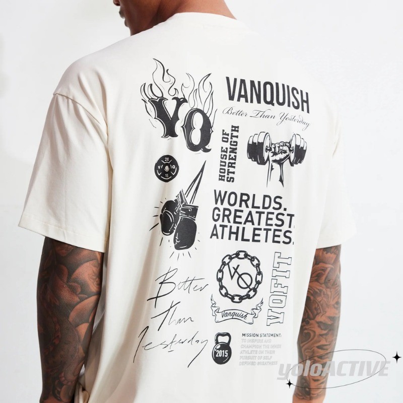 Bán chạy áo thun nam Vanquish, cổ tròn, 100% cotton nguyên chất, dáng rộng cổ điển với họa tiết thể thao và giải trí.