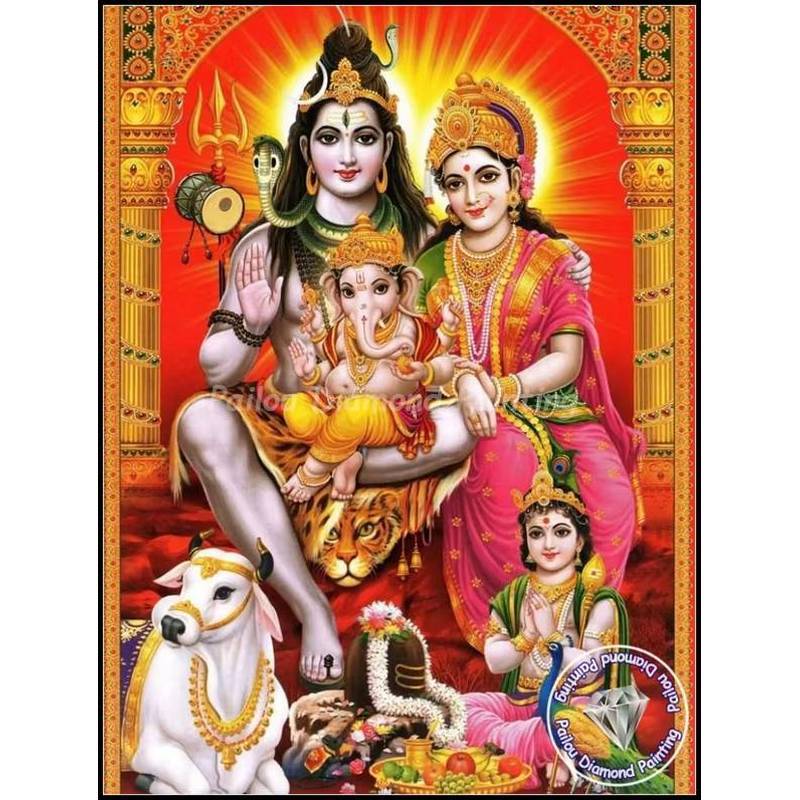Tranh Canvas Chúa Murugan Hindu - Katharagama, Gia đình thần Shiva của Ấn Độ giáo, Trang trí nhà cửa tôn giáo (Thích hợp cho phòng khách và các kịch bản khác)