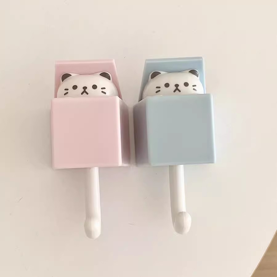 Hoạt Hình Mèo Dễ Thương Móc Treo Tường Liền Mạch, Có Thể Thu Vào Sáng Tạo-IN Phong Cách Trang Trí Phòng Ngủ Phụ Kiện