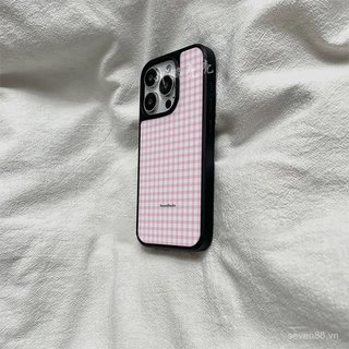 Ốp Điện Thoại Thích Hợp Cho iPhone 11 12 13 14 15 16 17 Pro max Plus Air Black Frame Tiếng Anh Lưới Hồng Chống Sốc Vỏ Bảo Vệ Chống Sốc Bao Gồm Tất Cả P53H
