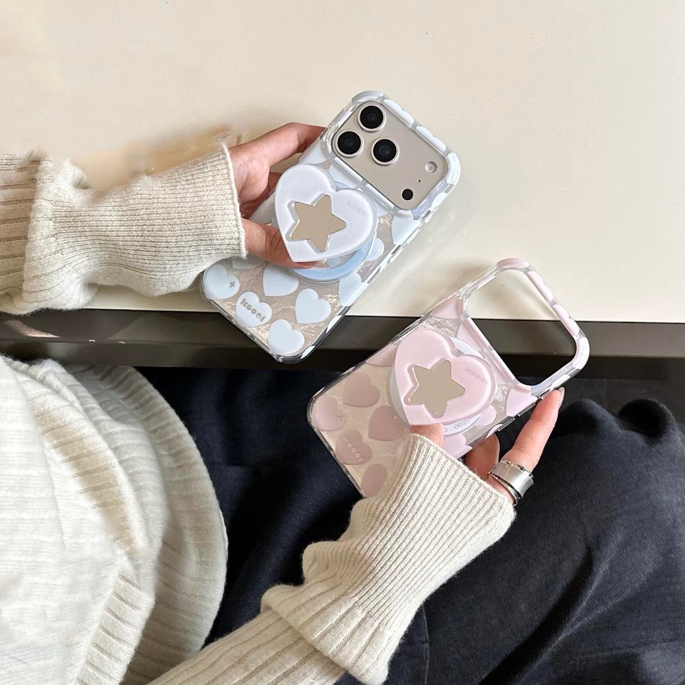 Ốp lưng cứng Tương thích với iPhone 13 14 14Pro 14ProMax 15 15Pro 15ProMax 16 16Pro 16ProMax 17 17Pro 17ProMax 17Air Pink Blue Love Pattern Magnet Case