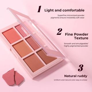 Bảng phấn má hồng mờ Hui.Six-Color HANDAIYAN Bảng sửa chữa má hồng màu tự nhiên