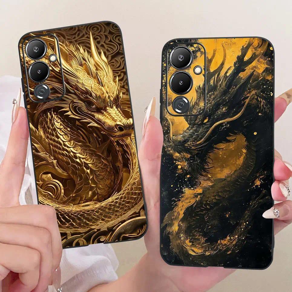 Ốp Cho Tecno Pova 7 Pro Pova 7 Ultra LJ8 LJ9 Ốp Điện Thoại Ốp Lưng Điện Thoại Hình Động Vật Hoạt Hình Dễ Thương Họa Tiết Sư Tử Rồng Vỏ Màu Đen Mềm