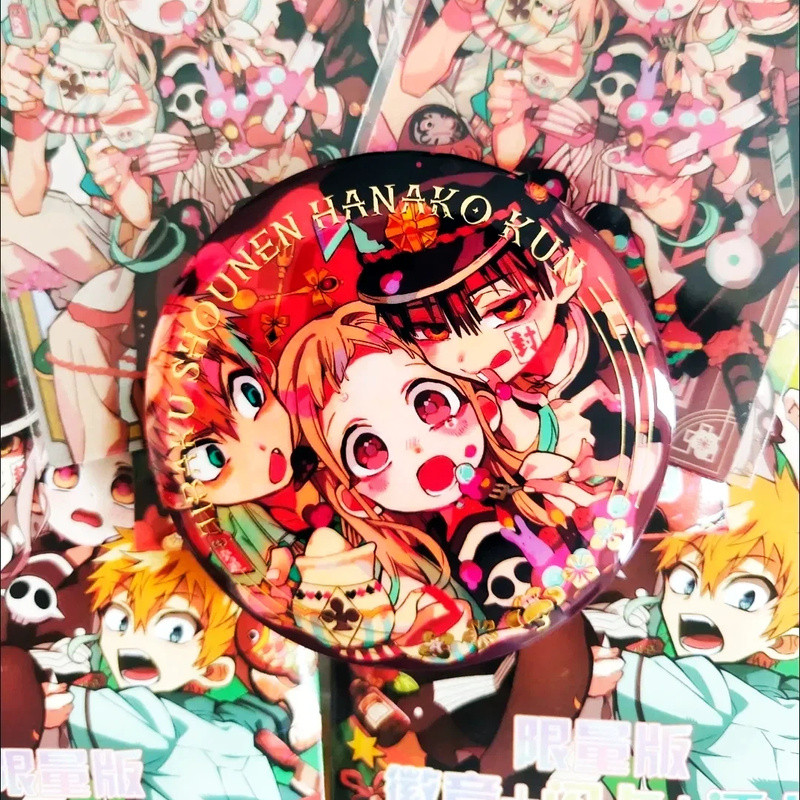 Bộ huy hiệu Pin hộp mù Hanako-kun 75mm kèm thẻ Anime Hàng hóa 10 gói trang trí sưu tập