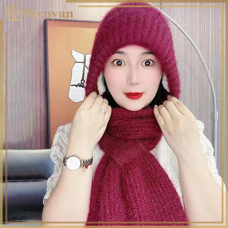 Siyuyan Mũ dệt kim bảo vệ tai mùa đông dành cho nữ