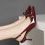 Mũi Nhọn Nơ Nông Miệng Tăng Chiều Cao Stiletto Sandal Nữ Cao Gót Giày