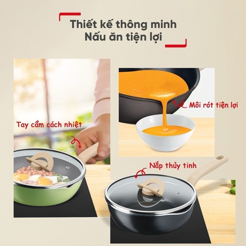 Chảo nồi có nắp đa năng Tefal G1802524 - 3 trong 1 - Bảo hành chính hãng 24 tháng