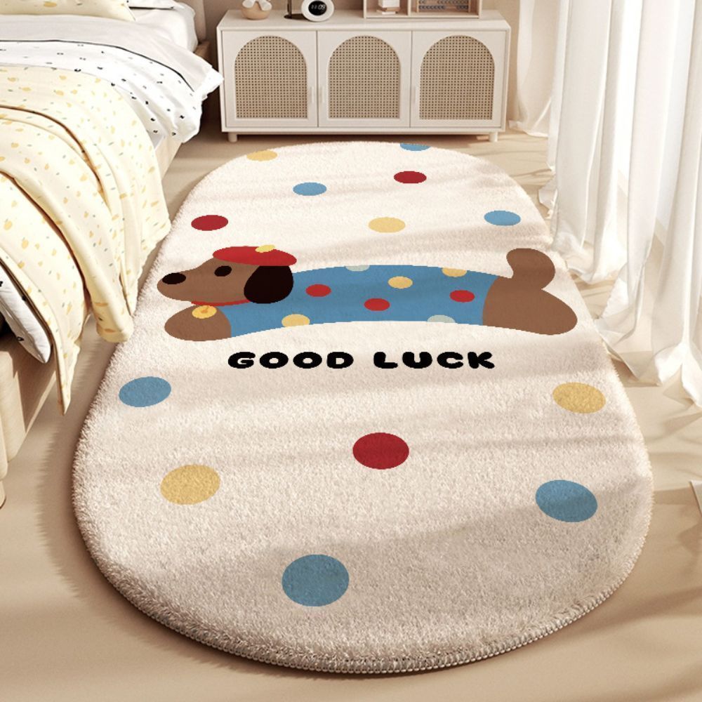 Thảm Trải Sàn Hoạt Hình Dễ Thương Giả Cashmere Lông Cừu Mềm Mịn Chống Trượt Decor Phòng Ngủ