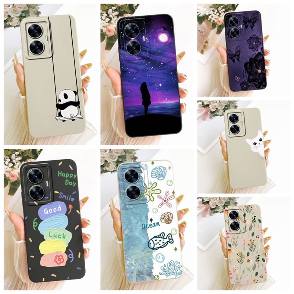 Ốp Lưng Cho Realme C55 Vỏ RMX3710 Silicon Thời Trang Cao Cấp Hoa Kawaii Dễ Thương 2D Sơn Ốp Điện Thoại Cho Real me C55