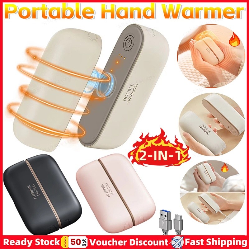[Tuổi thọ cao 6000mAh] 2 chiếc Máy sưởi tay cầm tay cho du lịch mùa đông Máy sưởi tay có thể tháo rời 2IN1 Máy sưởi tay có thể sạc lại USB cho quà tặng sinh nhật trong nhà ngoài trời