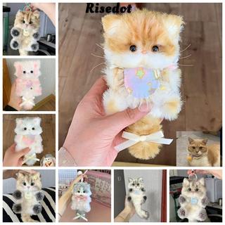 Gói chất liệu tự làm RISEDOT, Móc khóa Handmade Twisty Stick Mặt dây chuyền mèo nhỏ, Quà tặng sang trọng Thanh xoắn Đồ chơi búp bê mèo con