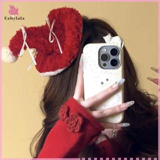 Kẹp bên Giáng sinh thực tế Mũ Giáng sinh Ông già Noel Kẹp tóc Lông thú ngọt ngào Nơ Giáng sinh Barrette Clip Đạo cụ ảnh ngọt ngào [MỚI]
