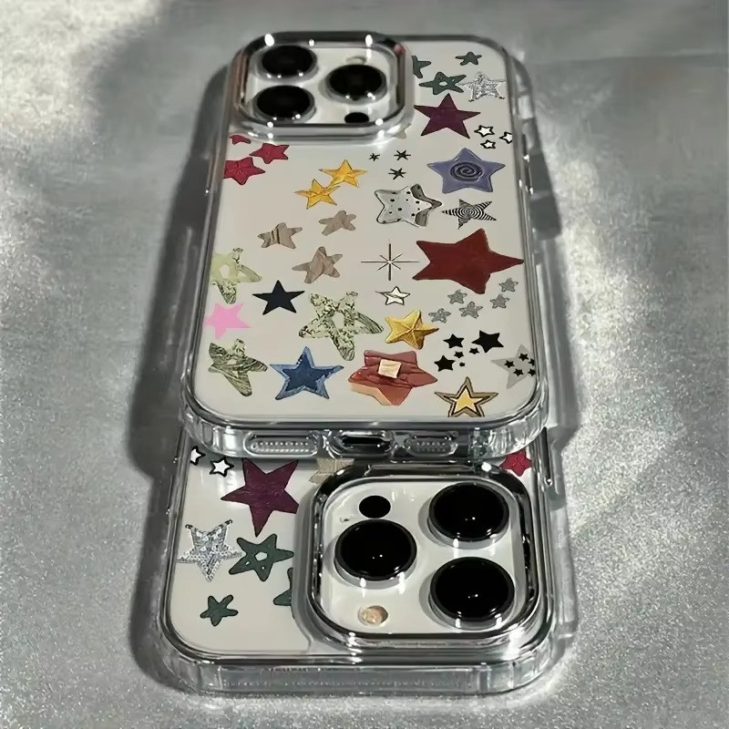 Ốp điện thoại trong suốt hình ngôi sao đầy màu sắc cho iPhone 17 Air 16 Pro Max 15 14 13 12 11 XR X XS 7 8 Plus SE2