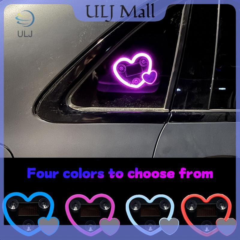 ULJ Xe Ô Tô Mới Cửa Sổ Tam Giác Năng Lượng Mặt Trời Hình Trái Tim Phát Sáng Khí Quyển Hình Trái Tim Đèn Nội Thất Dây Đèn LED Không Khí Ligh.