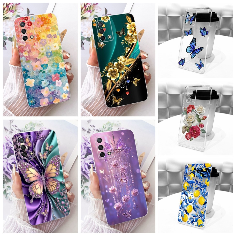 Ốp lưng trong suốt Oppo A95 4G CPH2365 Mèo dễ thương Thời trang Bướm ngộ nghĩnh Vỏ sơn 2D CHP2365