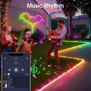 WS2812 RGBIC RGB LED Neon Dải đèn, 5V USB Chống Thấm Nước Bluetooth Diode Neon Băng Ruy Băng Có Điều Khiển Từ Xa Để Trang Trí Trần Phòng