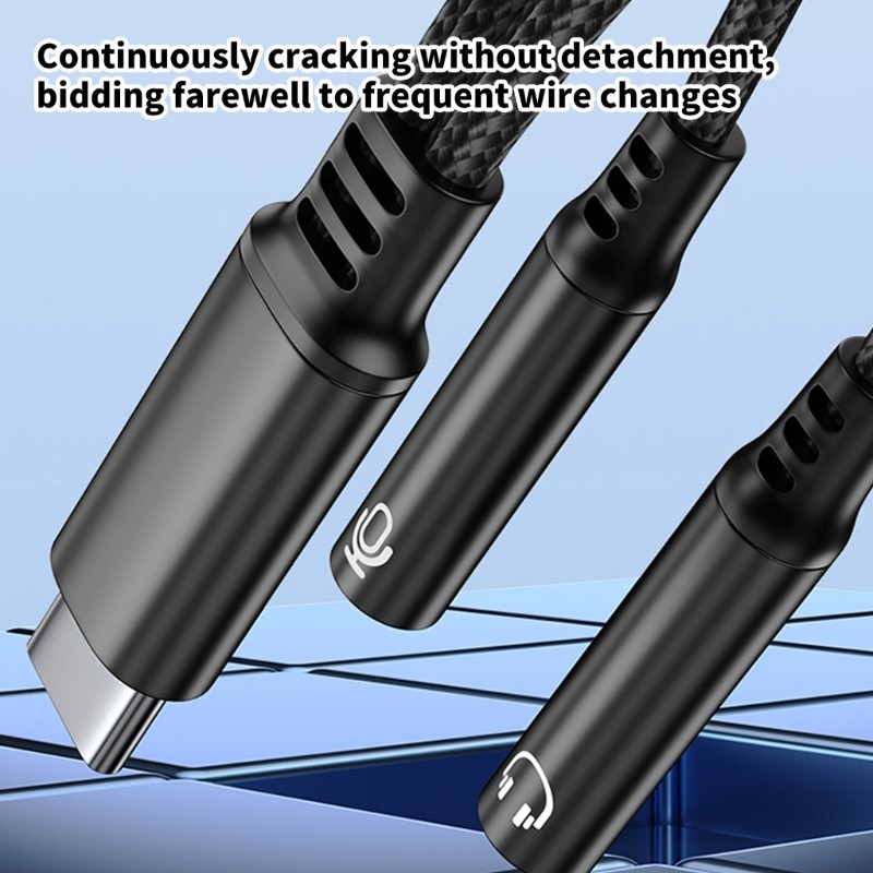 Type C To Double 3.5mm Female Adapter Cable for Laptop Earphones Adapter Cable