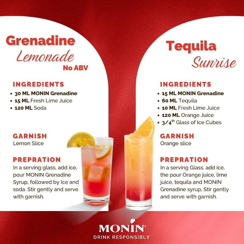 Siro Monin Lựu Grenadine 70cl, Nguyên Liệu Pha Chế Chuyên Nghiệp, Syrup Lựu Grenadine Nhập Khẩu Pháp