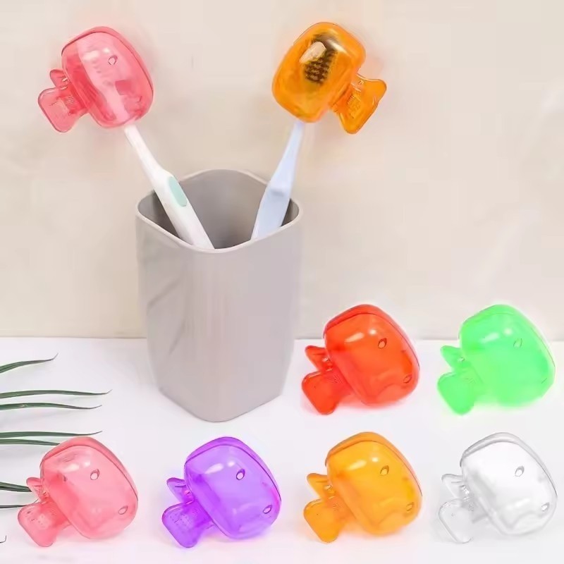 5 / 10 / 15 Cái Hộp đựng đầu bàn chải đánh răng bằng nhựa di động / Vỏ bàn chải đánh răng du lịch để cắm trại & sử dụng hàng ngày