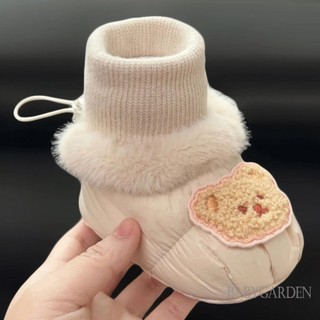 Trẻ Sơ Sinh Bé Gái Booties Mùa Đông Ấm Áp 3D Trang Trí Hoa Trong Nhà Chống Trơn Trượt Đáy Giày Tập Đi Đầu Tiên