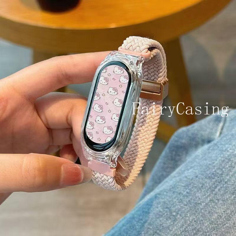 Dây đeo bện từ tính cho Xiaomi Mi Band 10 9 8 7 6 5 4 3 Phụ kiện Vòng đeo tay Nylon cho Mi Band 9 8 Active Watchband
