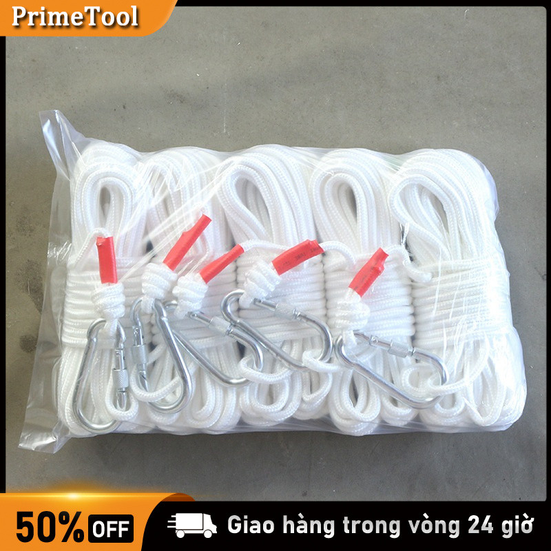 Dây nylon dày 20m, lõi thép chắc chắn，dây dù leo núi，Kèm Móc Nối 2 Đầu，Dây Thừng Lõi Thép 8mm