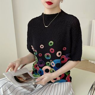 Miyake Áo Thun Ngắn Tay Xếp Ly Cho Nữ, Phù Hợp Mùa Hè, Thiết Kế Đơn Giản Thời Trang
