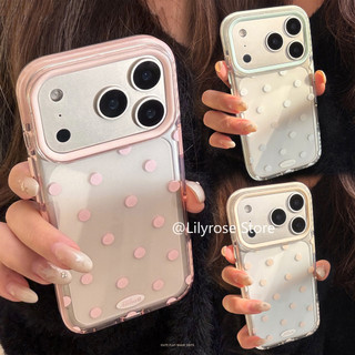 Ốp Lưng Chấm Bi Màu Trơn Cho iPhone 17ProMax 17Po 17 16ProMax 16Pro 16 15ProMax 15Pro 15 14ProMax 14Pro 14 13ProMax 13Pro 13Pro 13 Phong Cách Hàn Quốc Trong Suốt Màu Hồng Mềm