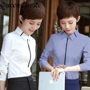 S-5XL Áo Sơ Mi Trắng Cổ Thời Trang Nữ Tay Dài Công Sở Áo Sơ Mi