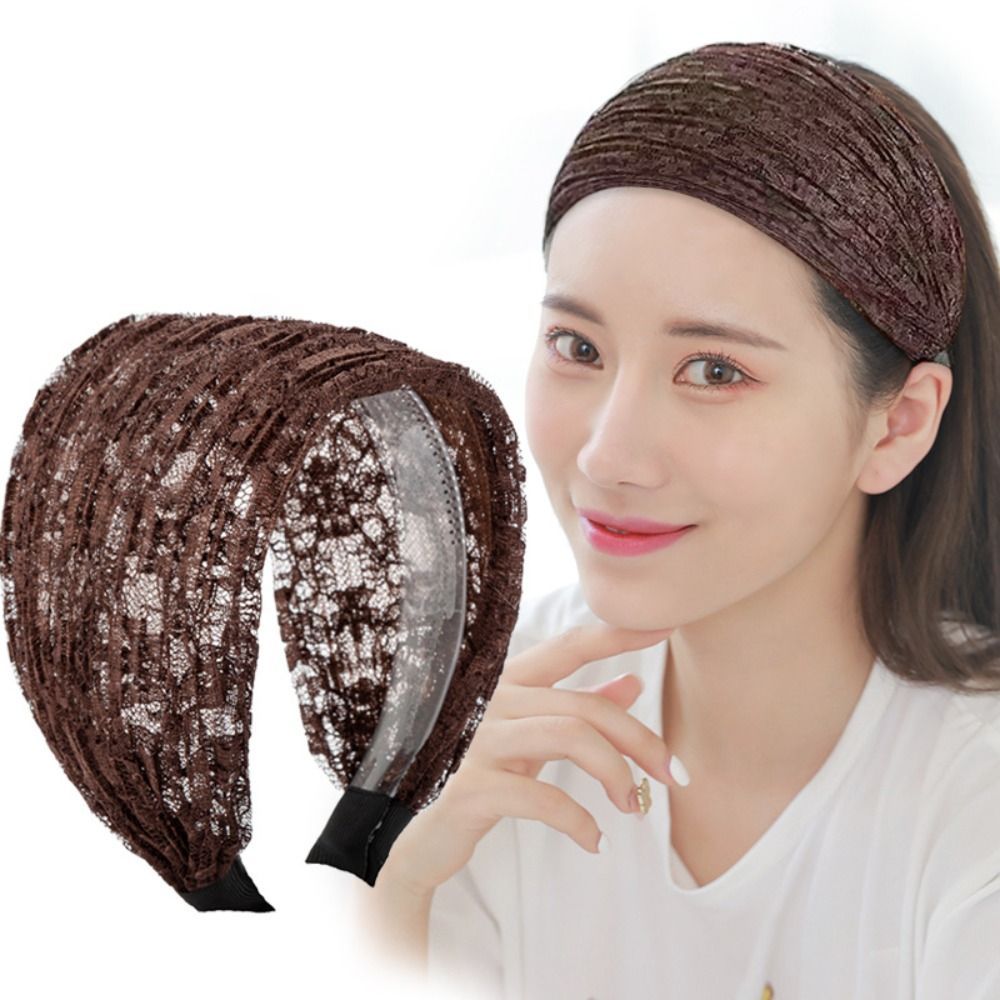 Vòng buộc tóc rộng lưới ren co giãn, phụ kiện tóc chống trượt hợp thời trang dành cho nữ