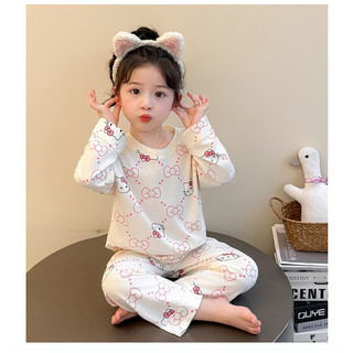 (1-8 tuổi) Đồ ngủ trẻ em Quần lót Hello Kitty Quần lót Quần lót giữ nhiệt sang trọng Ấm áp Lớp đế Bộ đồ ngủ Bộ trang phục hai mảnh