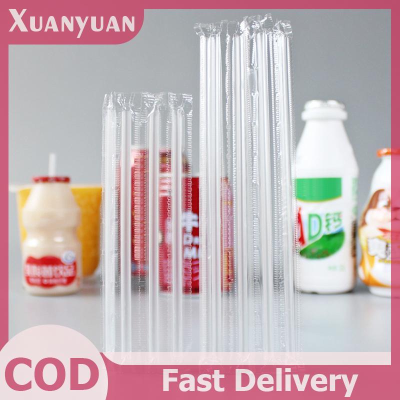 XUAN 500 Chiếc DIY Ống Hút Nhựa Dùng Một Lần Ngắn Trong Suốt Nhọn Mỏng Ống Hút Uống Hàng Hóa Phụ Kiện Nhà Bếp VN