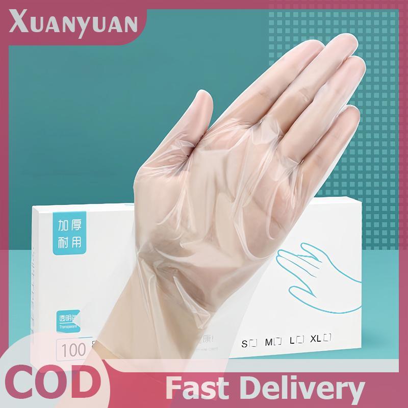 XUAN 50 / 100 Chiếc Găng Tay Cao Su Miễn Phí TPE Găng Tay Dùng Một Lần Trong Suốt Axit Chống Trơn Trượt An Toàn Làm Việc Cấp Thực Phẩm Găng Tay Vệ Sinh Gia Đình VN