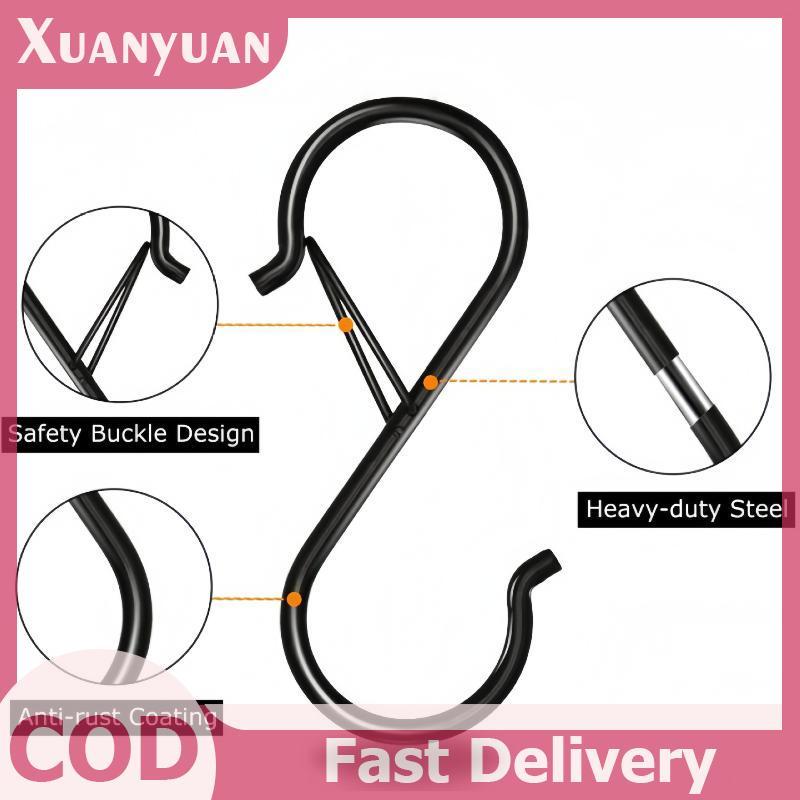XUAN 10 Chiếc Móc S Có Khóa An Toàn, Móc Tủ Quần Áo Hình Chữ S Kim Loại Hạng Nặng VN