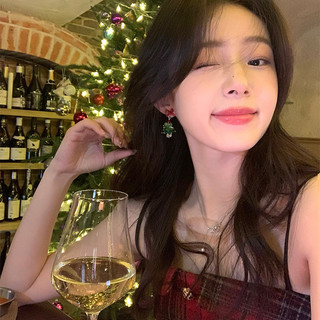 Mong chờ Giáng sinh!Bông tai cây thông Noel bạc 925 Nữ