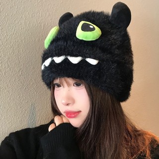 Mũ lông Toothless hoạt hình dễ thương nữ mùa đông - Mũ Lei Phong ấm che tai, dành cho đầu lớn, làm khuôn mặt nhỏ, thời trang