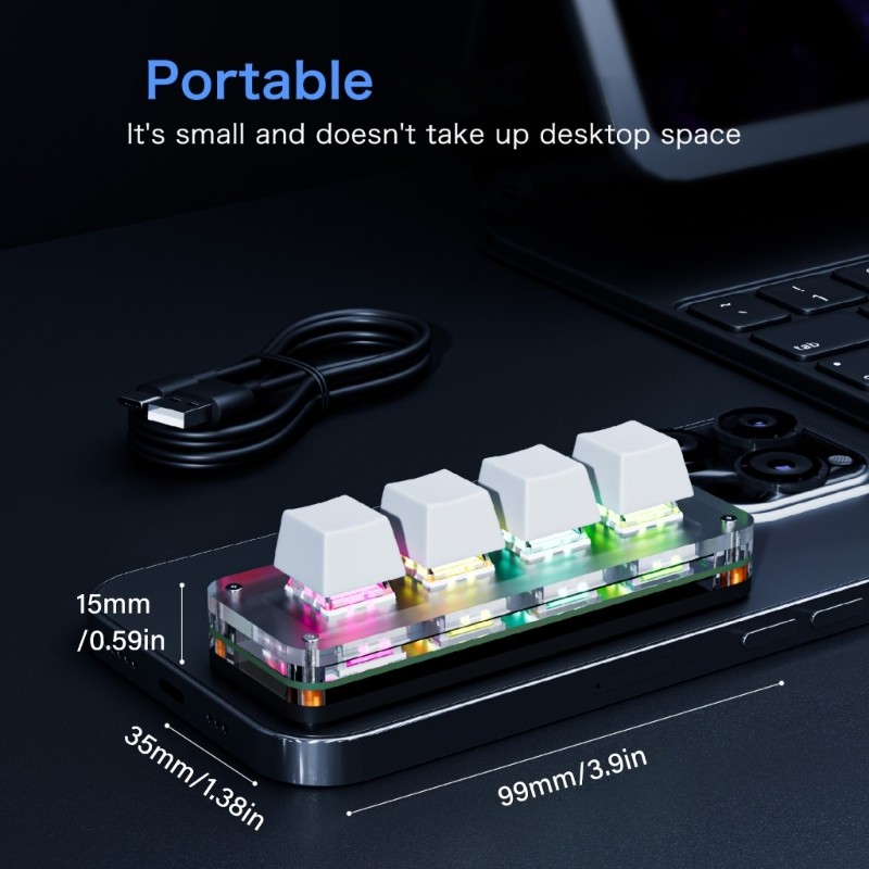 MOON 4 Nút Macro Pad Bàn phím Mini có thể lập trình để hiệu quả văn phòng Khả năng tương thích rộng rãi và thiết kế di động