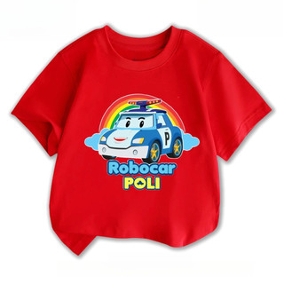 COD✅ (Hồ Chí Minh)DREAMY BABY Áo thun cổ tròn cho bé trai in hình hoạt hình Robocar Poli