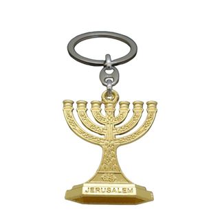 Móc khóa Menorah Do Thái - 12 bộ lạc Israel 7 nhánh Giá đỡ nến Jerusalem