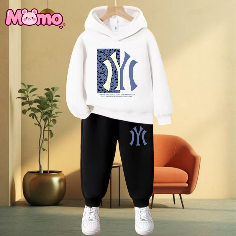 Áo Hoodie cổ tròn + Quần dài trẻ em in hình hoạt hình mềm mại thoáng khí Xu hướng thời trang bé trai / bé gái Cùng phong cách Bộ trẻ em