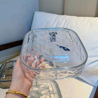 Khay Mứt Tết, Khay Đựng Bánh Kẹo Gấu Bear Mẫu Mới 2026, Họa Tiết Sóng Nước, Chia 4 Ngăn, Thiết Kế Sang Trọng