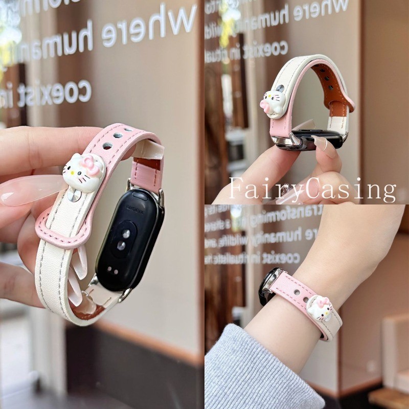 Dây Da Hoạt Hình Thích Hợp Cho Xiaomi Band 10 9 8 NFC Cho Mi Band 3 4 5 6 7 Cho Mi Band 8Pro 9 / 10 Pro Dây Đeo Tay