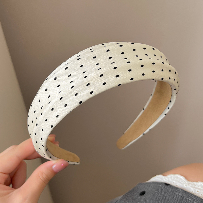 Băng đô rộng chấm bi trắng đen Hàn Quốc