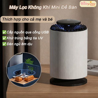 【BabyJoy】Máy Lọc Không Khí Mini, Công Nghệ HEPA & Đèn UV Diệt Khuẩn, Khử Mùi,Tích Hợp Đèn Ngủ,Thích hợp cho cả mẹ và bé